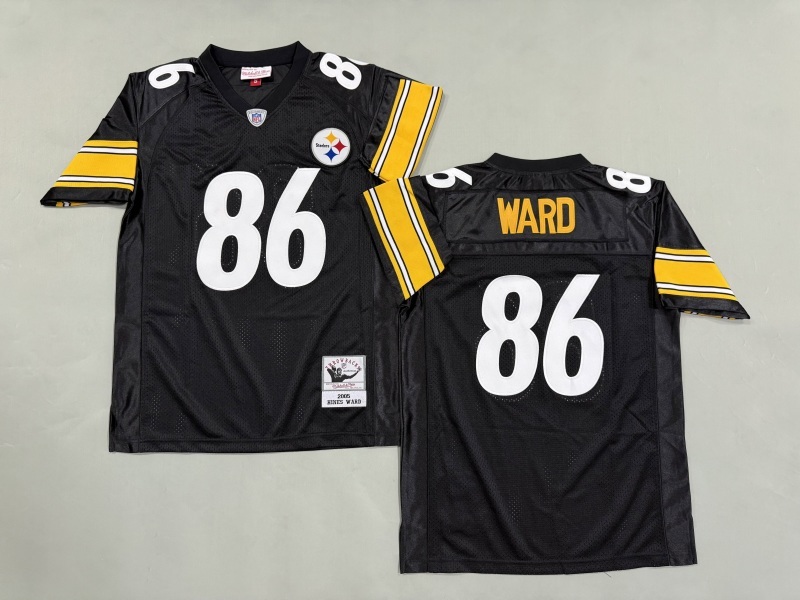 Men 2025 Pittsburgh Steelers #86 Ward black Throwback Limited NFL Jersey style 005